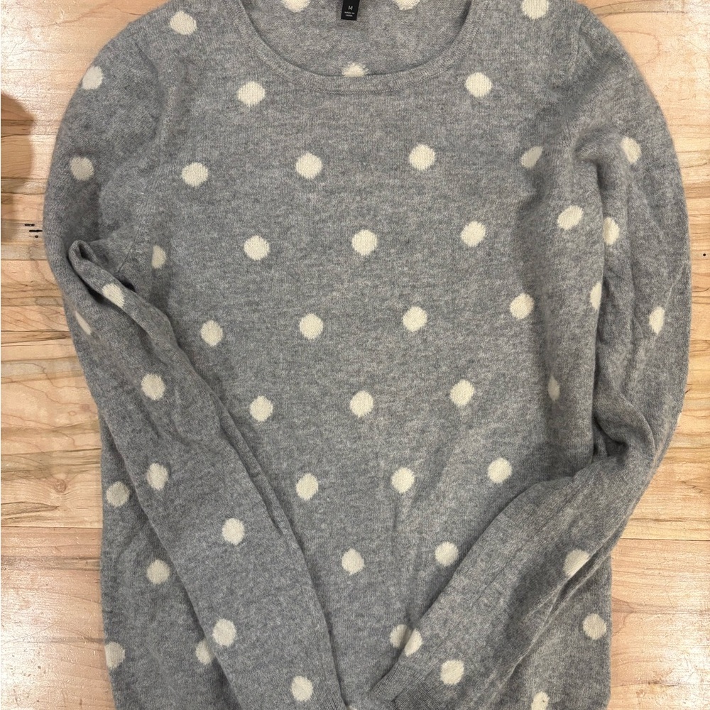 Talbots Gray and Cream Polka Dot Sweater